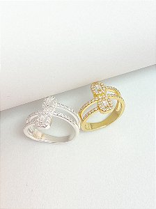 Anel triplo zirconia