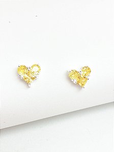 Brinco coração amarelo citrino