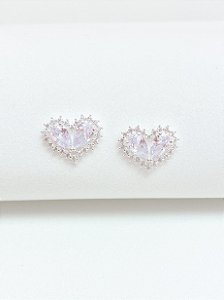 Brinco coração gota cristal