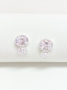 Brinco duas pedras zircônia