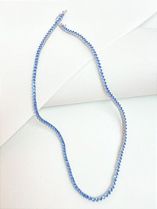 Riviera três pontas azul celeste ródio