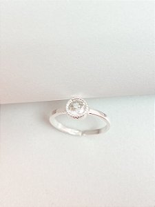 Anel solitário redondo ajustável