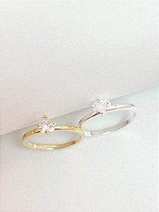 Anel solitário coração cristal