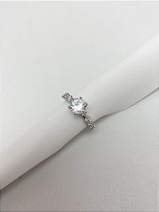 Anel Solitário Luxo Ródio