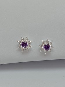 Brinco flor cristais