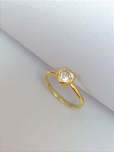 Anel solitário coração cristal