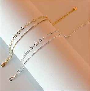 Pulseira dupla bolinhas & corações vazados