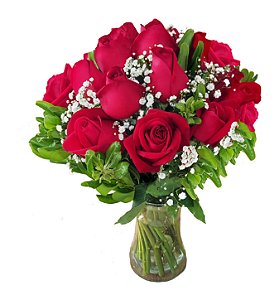 Vaso Encanto de Rosas Vermelhas