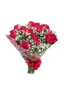 Buquê Tradicional com 12 rosas