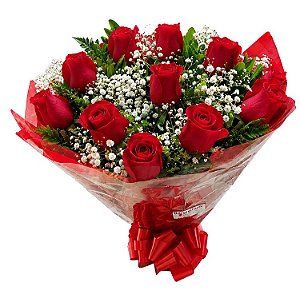 Buquê Tradicional com 12 rosas