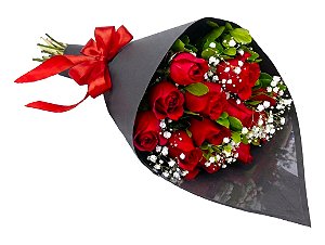 Buquê 12 rosas vermelhas no cone