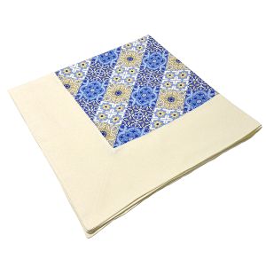 Toalha de mesa quadrada estampa azulejos portugueses 1,40mx1,40m