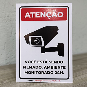 Placa de Sinalização em PVC 2mm - CÂMERA 24H