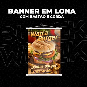 Banner em Lona 380g, bastão e corda (escolha o tamanho)