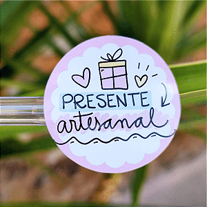 Adesivo PRESENTE ARTESANAL - 4x4cm - Sem personalização - Folha A4 (35un por folha)