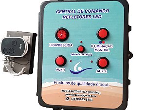Central de Comando para Refletores de LED RGB em Piscinas C/ 2 Saídas Auxiliares para Acionamento da Motobomba, Hidro.