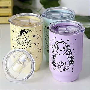 Copo Colorido Studio Ghibli com Tampa
