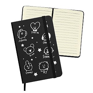 Caderneta K-Pop BTS BT21 com Pauta cor Preta