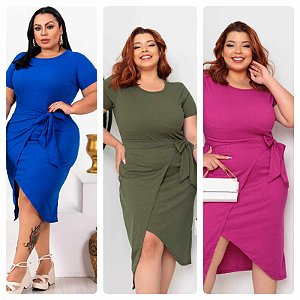 VESTIDO PLUS SIZE CANELADO