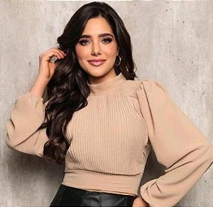 CROPPED PLISSADO MANGA LONGA PRINCESA