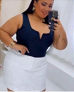 CROPPED PLUS SIZE DECOTE V EM BENGALINE