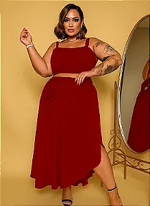 CONJUNTO CROPPED E SAIA ENVELOPE PLUS SIZE