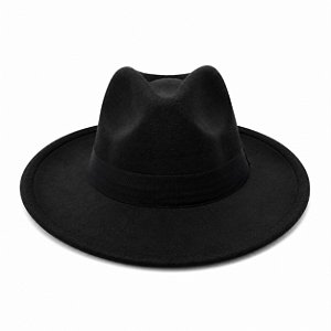 CHAPÉU DE VELUDO PRETO - FITA PRETA