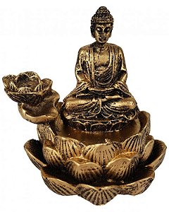 INCENSARIO CASCATA FLOR DE LOTUS BUDA HINDU MINIATURA