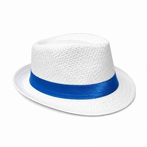 CHAPÉU MALANDROS BRANCO FITA AZUL