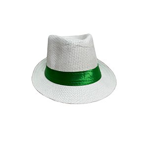 CHAPÉU MALANDROS BRANCO FITA VERDE