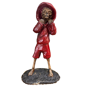 IMAGEM DE GESSO EXÚ CAVEIRA MIRIM VERMELHO