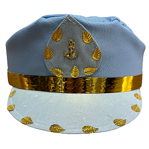 CAP AZUL CLARO COM DOURADO