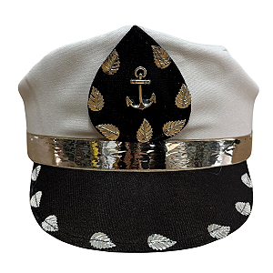 CAP PRETO/BRANCO COM PRATA