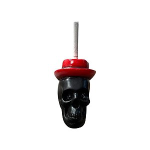 PORTA CIGARRO CAVEIRA PRETA CARTOLA VERMELHA