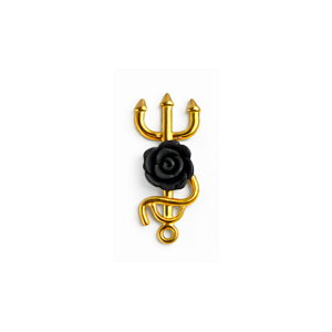 PINGENTE GARFO GRANDE FLOR DOURADO PRETO 1UN