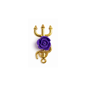 PINGENTE GARFO GRANDE FLOR DOURADO ROXO 1UN