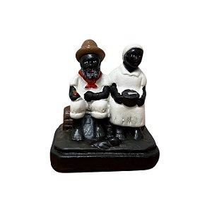 IMAGEM DE GESSO CASAL PRETO VELHO 12 CM