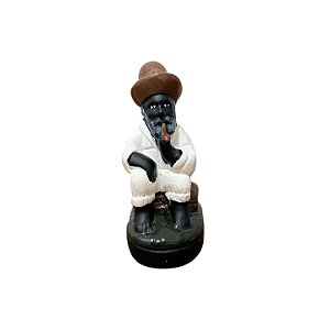 IMAGEM DE GESSO PRETO VELHO 12 CM