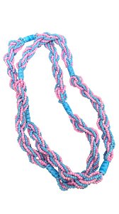 BRAJÁ DE MIÇANGÃO 7 FIOS ROSA E AZUL OPACO