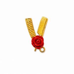 PINGENTE NAVALHA DOURADA COM ROSA VERMELHA 1 UN