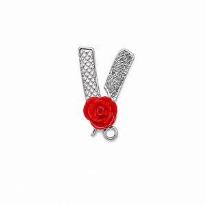 PINGENTE NAVALHA PRATA COM ROSA VERMELHA 1 UN