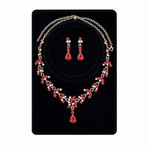 CONJUNTO COLAR E BRINCO VERMELHO CRISTAL