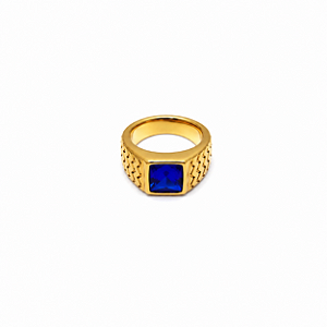 ANEL DOURADO PEDRA AZUL TAMANHO 22