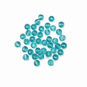 100 CONTAS AZUL CLARO CRISTAL 8MM VIDRO