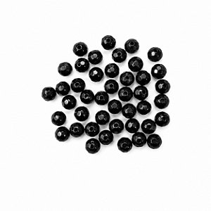 100 CONTAS PRETA CRISTAL 8MM VIDRO