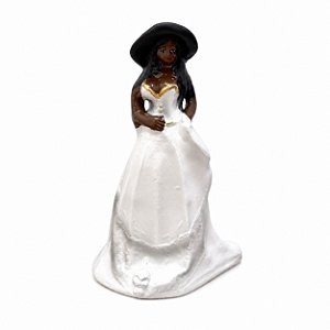 IMAGEM EM GESSO MARIA MULAMBO VESTIDO BRANCO 20CM