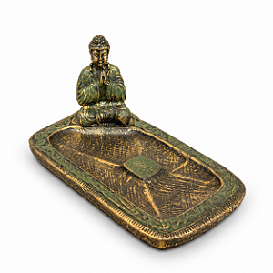 INCENSÁRIO EM RESINA BUDA MEDITANDO VERDE