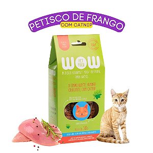 Petisco Para Gatos 100% Natural Sabor Peito de Frango com Catnip 30g Wow Pet Food