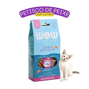 Petisco Para Gatos 100% Natural Sabor Peixe Crocante com Catnip 30g Wow Pet Food