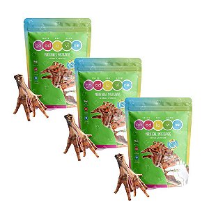 Kit 3 Pé de Galinha Desidratado Mordedor Natural Para Cães GoodLovin